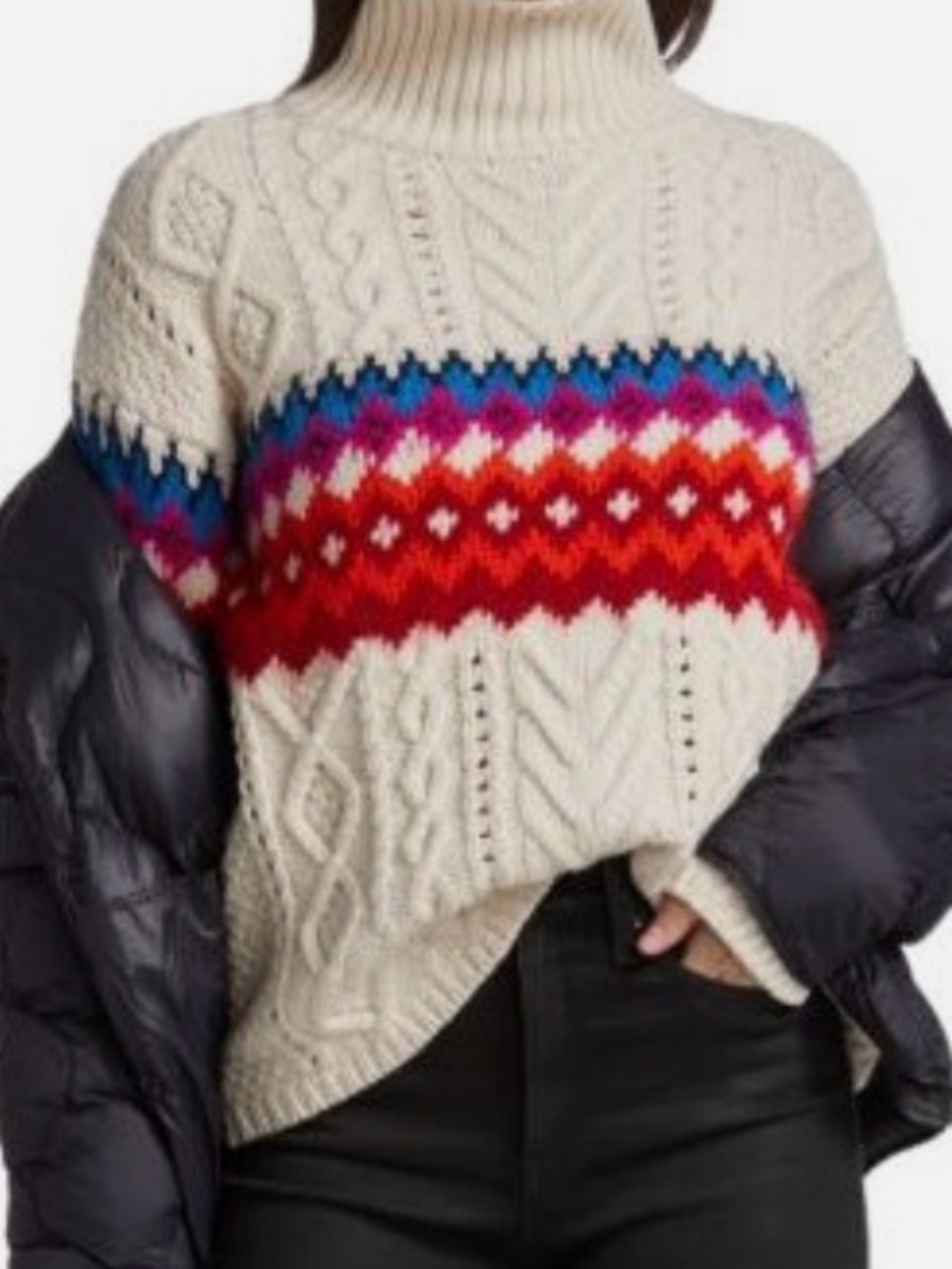 rag & bone
Willow Fair Isle Turtleneck sweater in size Large